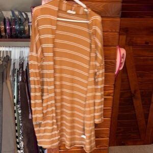 Striped Tan Long Sleeve Cardigan